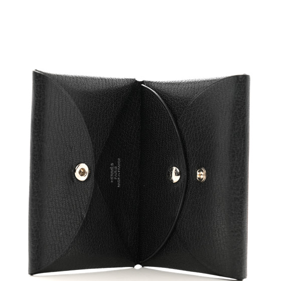 HERMES Chevre Mysore Calvi Duo Card Case Black 1669152