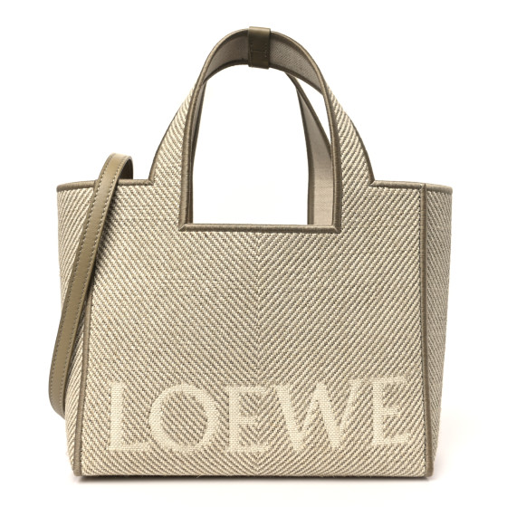 トートバッグ LOEWE Small Anagram Tote Bag in Jacquard and Calfskin Loewe Small Anagram Jacquard Canvas and Leather Tote Bag