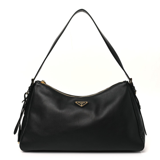 PRADA Soft Calfskin Aimee Shoulder Bag Black 1671296
