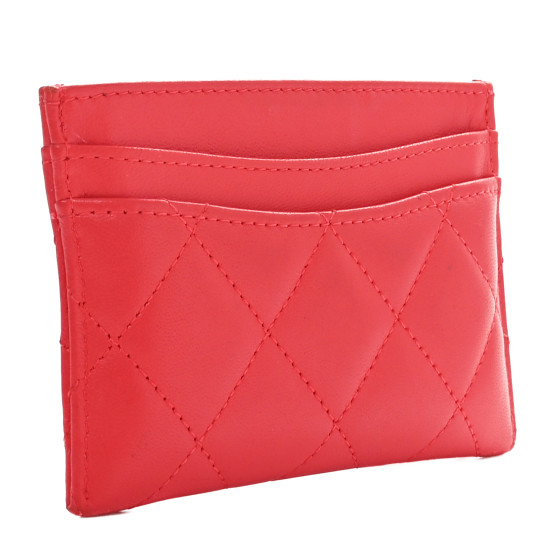カードケース・名刺入れ Chanel Classic Card Holder Grained Calfskin & Gold Red CHANEL Lambskin Quilted Card Holder Red 1663626 | FASHIONPHILE
