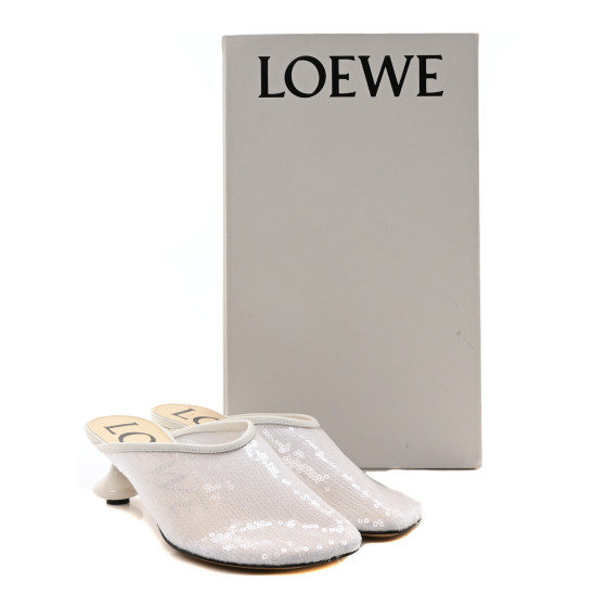 LOEWE Sequin Toy Mule Pumps 35 Transparent White 1665126