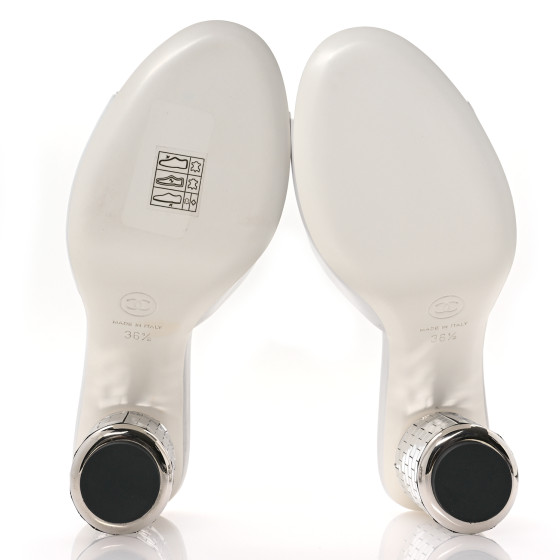 CHANEL ミュール 36 ホワイト CHANEL Lambskin Mirror Mules 36.5 White 1669347 | FASHIONPHILE