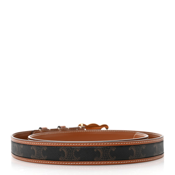 CELINE Canvas Calfskin Medium 25mm Triomphe Belt 85 34 Tan