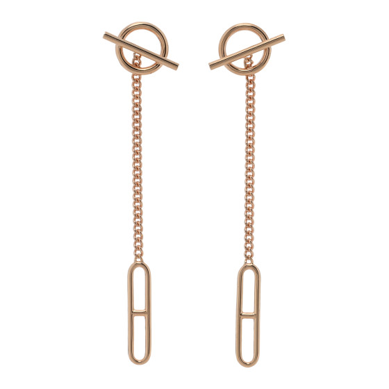 HERMES 18K Rose Gold Echappee Earrings 1668306 | FASHIONPHILE