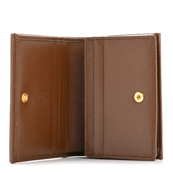 Gucci★★素敵！Horsebit 1955 GG Card Case Brown Leather Gucci Horsebit 1955 GG Card Case Wallet Brown Leather Denim