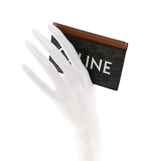 CELINE Triomphe Canvas Card Holder Tan 1666408 | FASHIONPHILE