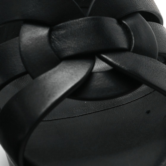 サンダル・ミュール SAINT LAURENT BLACK LEATHER TRIBUTE 75 SANDALS Saint Laurent - Tribute Black Leather Platform Sandal, 75mm