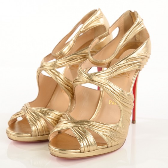 CHRISTIAN LOUBOUTIN Metallic Nappa Kashou 120 Sandals 41