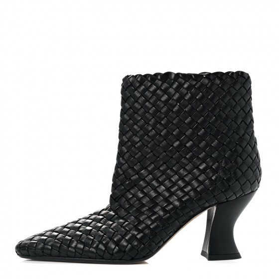 BOTTEGA VENETA Nappa Intrecciato Ankle Boots 36 Black