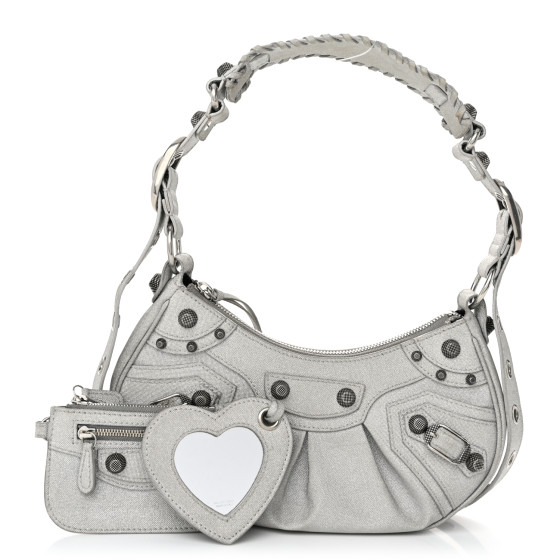 主役級 バレンシアガ ショルダーバッグ LE CAGOLE メタリック 銀 BALENCIAGA Le Cagole Heart メタリックレザー ミニショルダー