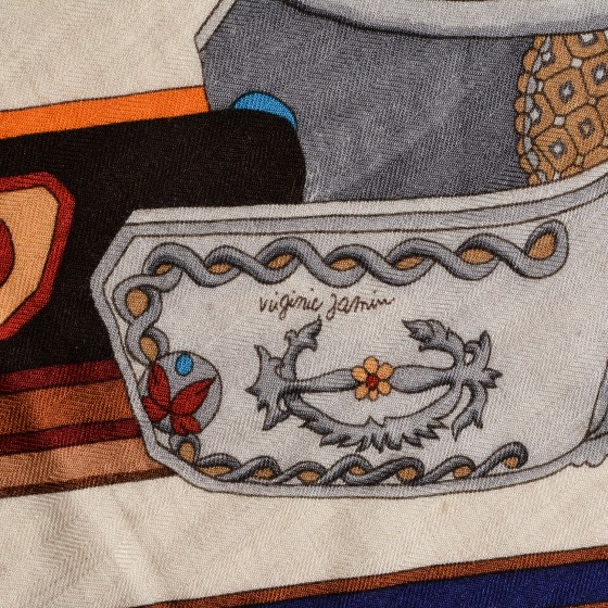 HERMES Cashmere Silk Concours D'Etriers Shawl 140 209295