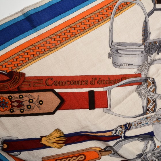 HERMES Cashmere Silk Concours D'Etriers Shawl 140 209295