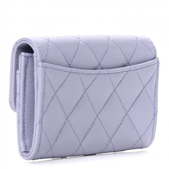 CHANEL Caviar Quilted Flap Card Holder Wallet Light Purple