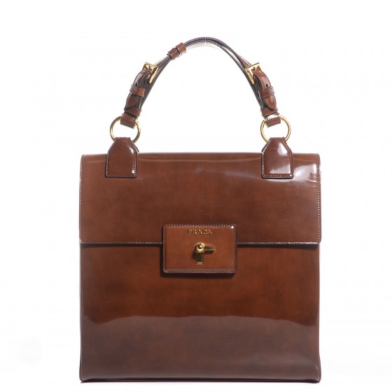 PRADA Spazzolato Top Handle Bag Tobacco Fume 91764