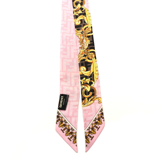 スカーフ Fendi Mauve Rose Silk Foulard Fendi Baguette Print Silk Scarf Foulard Pink Dalia