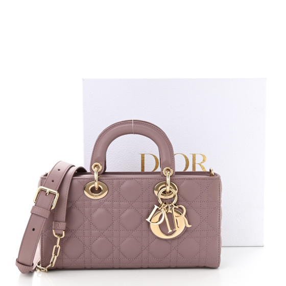 CHRISTIAN DIOR Lambskin Cannage Medium Lady D-Joy Peony Pink