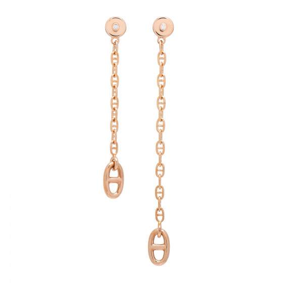 【HERMES】エレガント×ローズゴールド ☆ Farandole TPM ピアス HERMES 18K Rose Gold Diamond TPM Farandole Drop Earrings