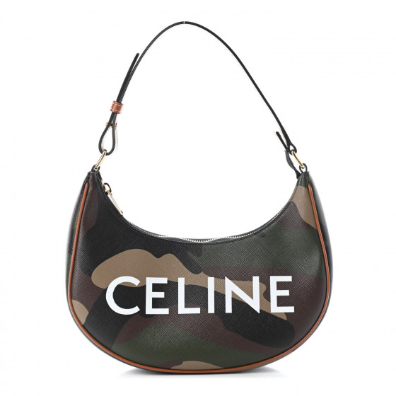 CELINE Canvas Calfskin Camouflage Ava Logo Triomphe Shoulder