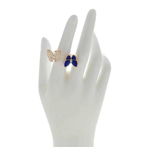 VAN CLEEF & ARPELS 18K Yellow Gold Diamond Lapis Lazuli Two