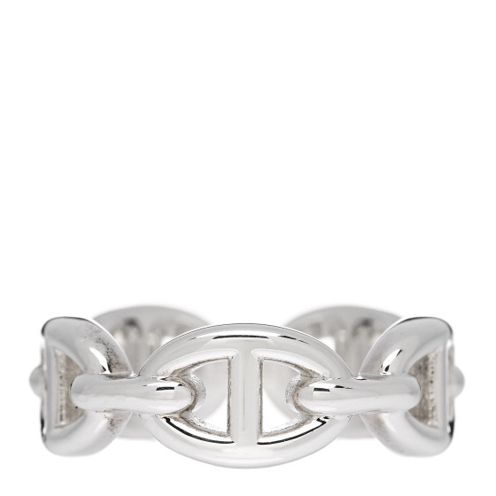 HERMES Sterling Silver PM Chaine d'Ancre Enchainee Band Ring