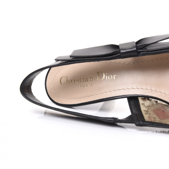 CHRISTIAN DIOR Calfskin Embroidered Beaded Sweet D Slingback
