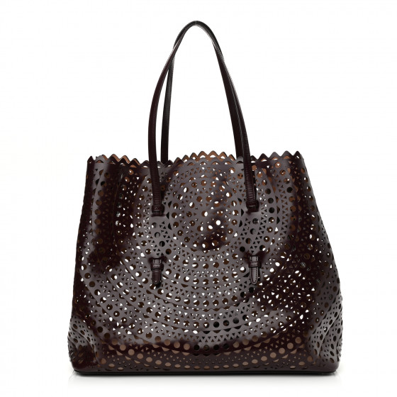 ALAIA Calfskin Vienne Mina 32 Bag Dark Brown 1083889