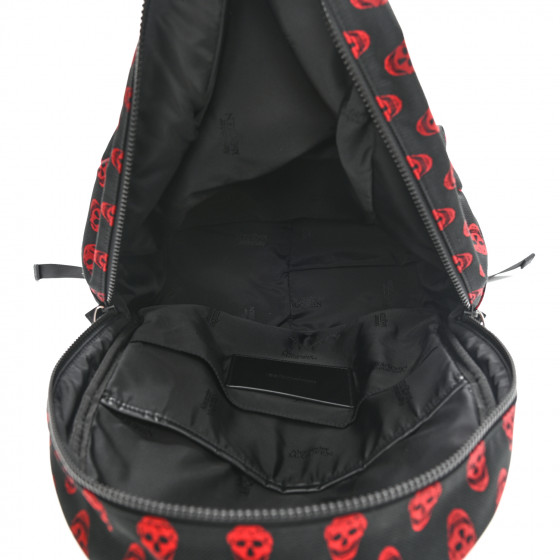 ALEXANDER MCQUEEN Nylon Skull Print Backpack Black Red