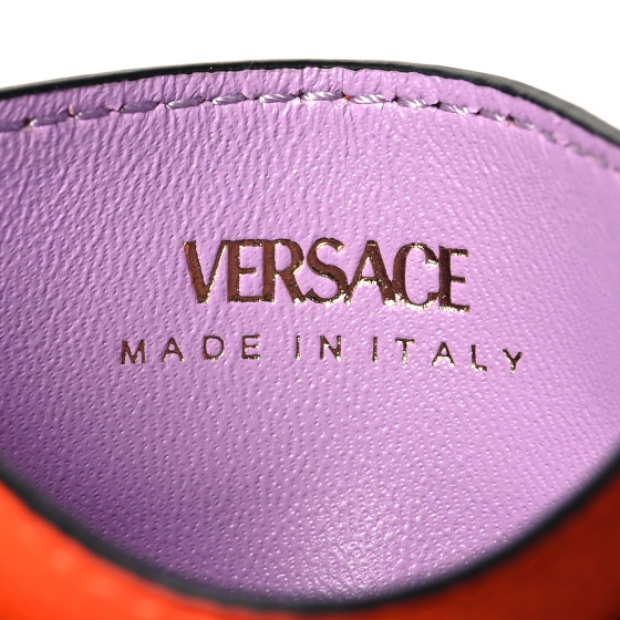 VERSACE Calfskin Medusa Card Holder Orange 1630183