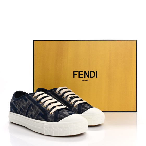 FENDI Woven Fabric FF Womens Domino Low Top Sneakers 36