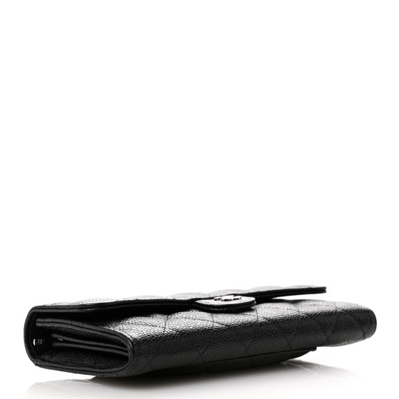100% Chanel Black Gusset Quilted Lambskin Classic Long Flap
