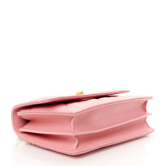 CHRISTIAN DIOR Lambskin Macrocannage Mini Miss Caro Bag Pink