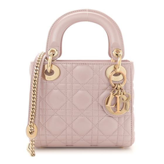 ＜DIOR＞Lady Dior ロータス CHRISTIAN DIOR Metallic Lambskin Cannage Mini Lady Dior