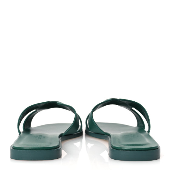 HERMES Epsom Oran Sandals 39.5 Vert Oyat 1637136 | FASHIONPHILE