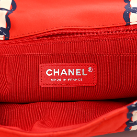 CHANEL Silk Chain Printed Medium Single Flap Red 1640954