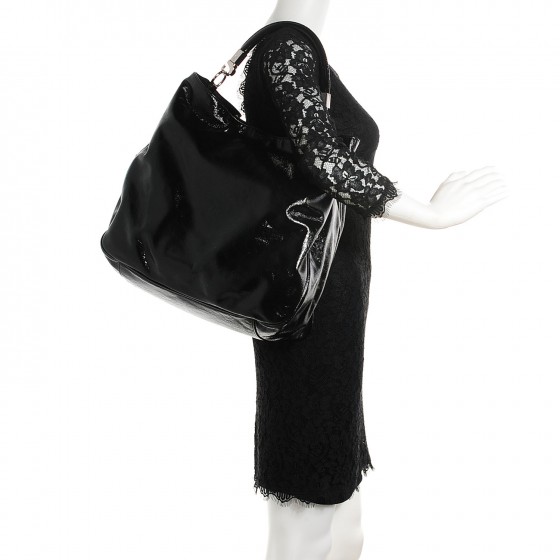 SAINT LAURENT Patent Large Roady Hobo Black 108033