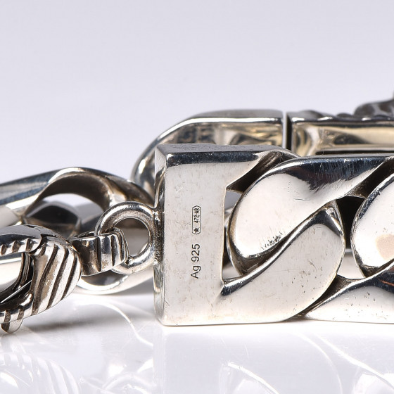 GUCCI Sterling Silver Tiger Head Motif Gourmette Bracelet