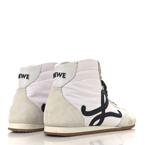 LOEWE Nylon Suede Flow Runner High Top Sneakers 38 White