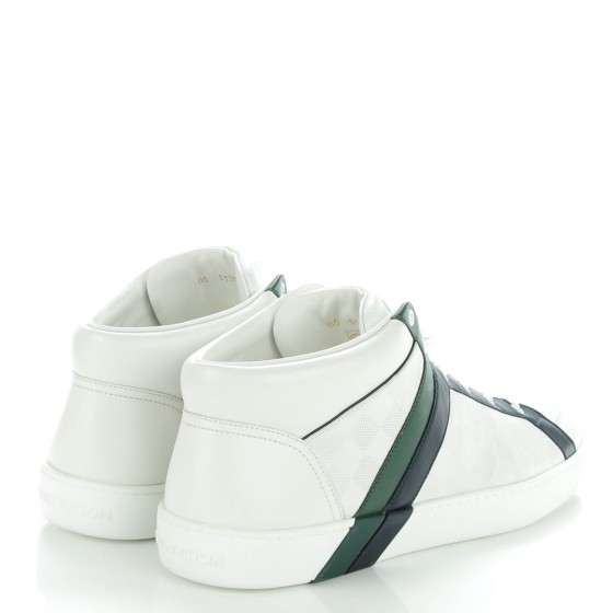 LOUIS VUITTON Calfskin Damier Meteor Sneakers 10 White