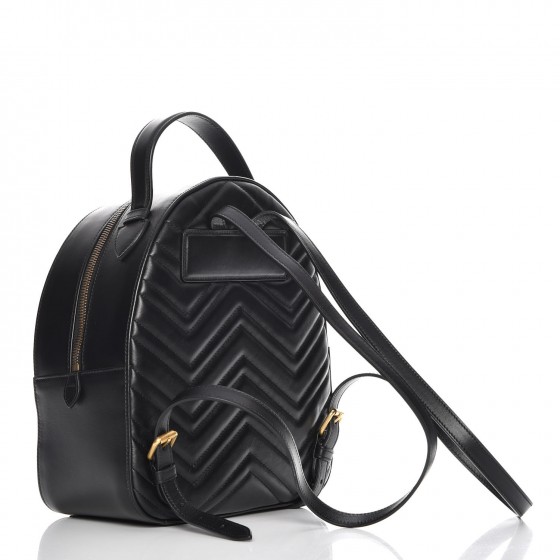 GUCCI Calfskin Matelasse GG Marmont Backpack Black 232186