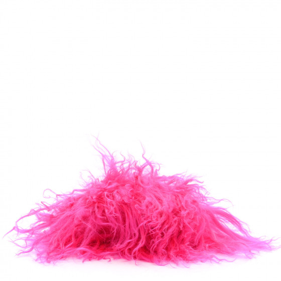 SAINT LAURENT Fur Mini Pac Pac Pouch On Chain Fuchsia