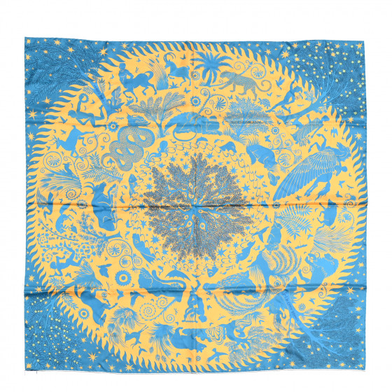 HERMES Silk Sous Le Charme d'Orphee Double Face Scarf 90