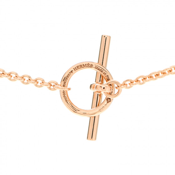 HERMES 18K Rose Gold Diamond TPM Vertige Coeur Necklace ST
