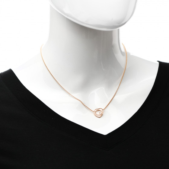 HERMES 18K Rose Gold Diamond TPM Vertige Coeur Necklace ST