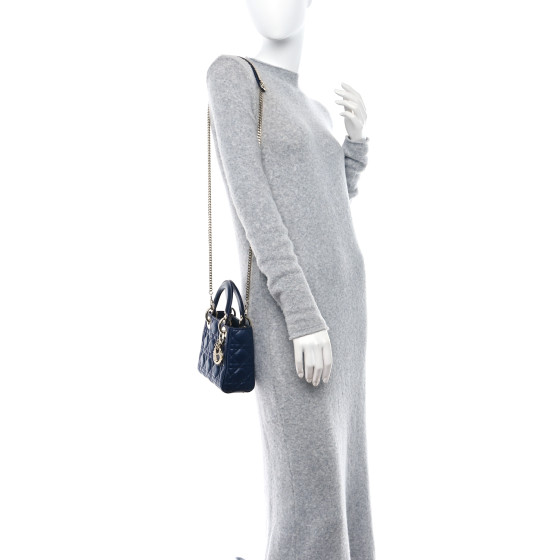 【ヴィンテージ】Rank:S☆Dior Dark Navy Lady Mini バック CHRISTIAN DIOR Lambskin Cannage Mini Lady Dior Navy Blue