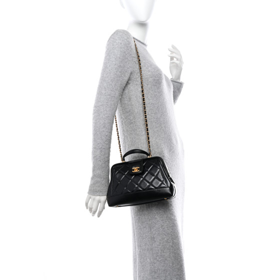 CHANEL Shiny Lambskin Quilted Small Cocodoc Top Handle Bag