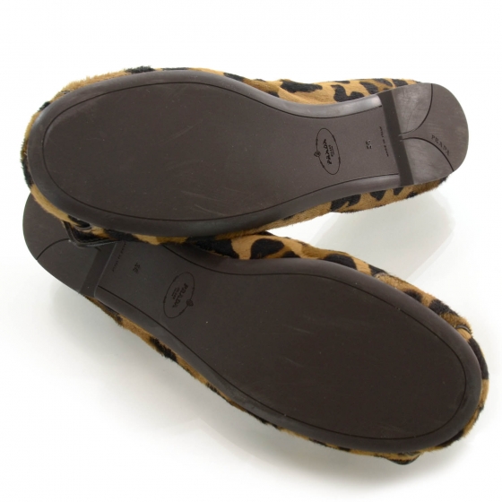 PRADA Calf Hair Leopard Print Ballet Flats 38 37959