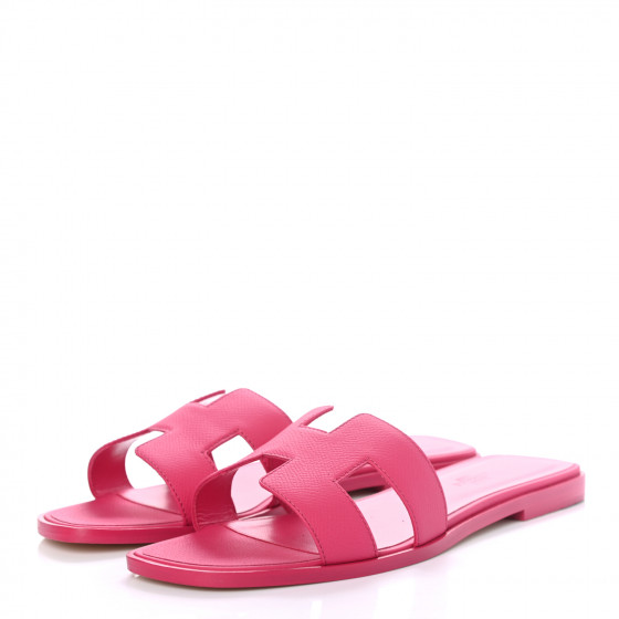 HERMES Epsom Oran Sandals 39 Rouge Azalee 864270 | FASHIONPHILE