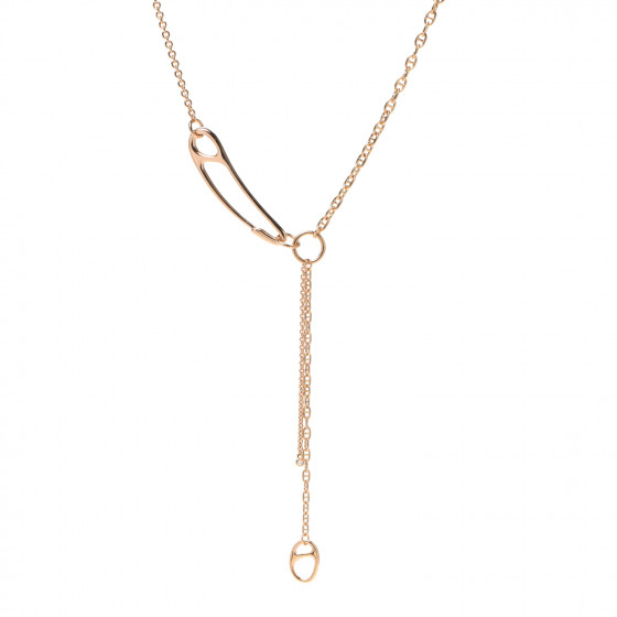 HERMES 18K Rose Gold Diamond GM Chaine d'Ancre Punk Lariat
