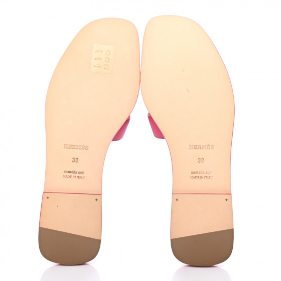 HERMES Epsom Oran Sandals 39 Rouge Azalee 864270 | FASHIONPHILE