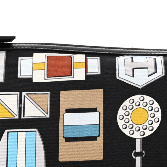 【Bleu Marine / Craie / Noir】HERMES Sursoie To Go バッグ HERMES Silk Sursoie To Go Pouch Bleu Marine Craie Black